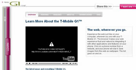 Screenshot of T-Mobile webpage showing that the Youtube video has been removed Screenshot of T-Mobile webpage showing that the Youtube video has been removed